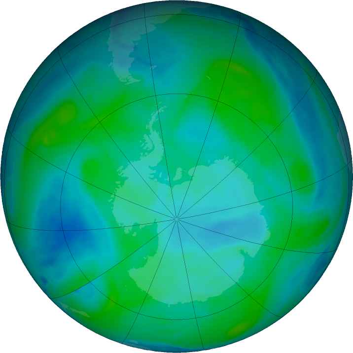 Antarctic ozone map for 23 January 2024
